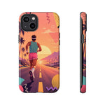 Retro Runner Sunset phone case | 80s Vaporwave jogging design