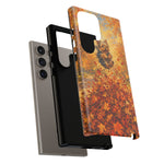Yorkshire Terrier Jumping in Autumn Leaves Tough Case | Fall Dog Phone Cover