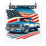 Chevy Squarebody Poster 1980s Pickup Truck American Flag Patriotic Wall Art