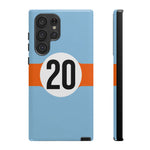 Copy of Blue Orange Number 20 Retro Racing Stripe Tough Phone Case Cover