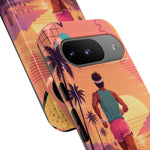 Retro Runner Sunset phone case | 80s Vaporwave jogging design