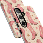 Pink Cowboy Boots phone case | Western pattern | Pastel stars