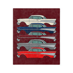 1957 Bel Air Five Color Side Profile Microfiber Throw Blanket Classic Car Gift