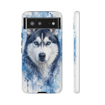 Husky Watercolor Art Tough Phone Case - Icy Blue Dog Portrait