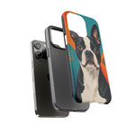 Boston Terrier Pop-Art Portrait Tough Phone Case - Teal Orange
