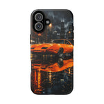 Orange Daytona Phone Case, Rainy City Night Muscle Car Tough Cover