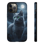 Russian Blue Cat Silver Moonlight Art Tough Phone Case