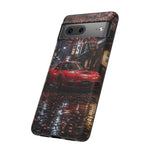 Red FD RX-7 Blossom Alley Tough Phone Case - Rain-Slicked Night