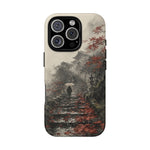 Autumn Temple Steps phone case | Japanese watercolor landscape cover