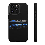 Blue C7 Z06 Sports Car Tough Phone Case Track Style Cover Gift