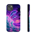 Neon Dolphin Ocean Vaporwave Art Tough Phone Case