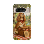 Cocker Spaniel Picnic Scene phone case | vintage dog art