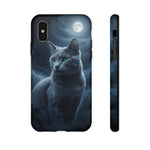 Russian Blue Cat Silver Moonlight Art Tough Phone Case