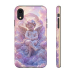 Cherub Cloud Throne Phone Case, Pastel Marble 3D Render Cover