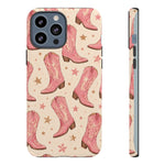 Pink Cowboy Boots phone case | Western pattern | Pastel stars