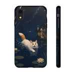 Turkish Van Swimming Cat Tough Case | Whimsical Night Pond, Lily Pads, Ducks