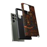 DJ Cat Phone Case, Glowing Turntables Folk Art Cover