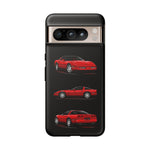 C4 Corvette Art Phone Case Red, Three-View Vector Cover, Gift