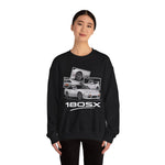 180SX JDM Drift Car White Classic Turbo Coupe Graphic Crewneck Sweatshirt