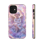 Cherub Cloud Throne Phone Case, Pastel Marble 3D Render Cover