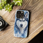 Husky Watercolor Art Tough Phone Case - Icy Blue Dog Portrait