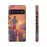 Retro Runner Sunset phone case | 80s Vaporwave jogging design