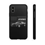Black Z28 Camaro Phone Case Muscle Car American Flag Tough Cover