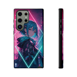 Anime Girl Phone Case Teal, Neon Kanji Calm Gradient Tough Cover