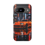 Orange Supra Phone Case, Neon City Night JDM Sports Car Tough Cover