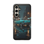 Vintage Teal 1957 Bel Air Classic Car Tough Case | Retro Rainy City Phone Cover