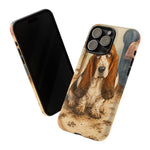 Guilty Basset Hound Phone Case, Muddy Watercolor Art Cover