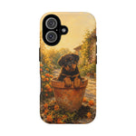 Rottweiler Puppy in Flower Pot Tough Case | Floral Dog Phone Cover