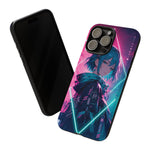 Anime Girl Phone Case Teal, Neon Kanji Calm Gradient Tough Cover