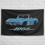 1966 Corvette Sting Ray Convertible Wall Flag Banner 34x56 Blue C2 Decor