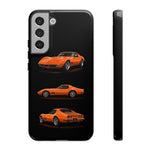 C3 Corvette Art Phone Case Orange, Three-View Vector Cover, Gift