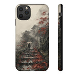 Autumn Temple Steps phone case | Japanese watercolor landscape cover