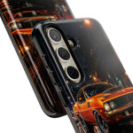 Orange Cuda Phone Case, Rainy City Night Muscle Car Tough Cover