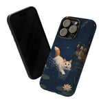Turkish Van Swimming Cat Tough Case | Whimsical Night Pond, Lily Pads, Ducks
