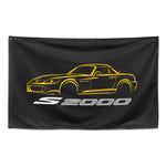 S2000 AP1 AP2 Wall Flag Banner 34x56 JDM Sports Car Garage Decor Yellow