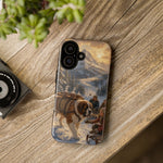 Saint Bernard Winter Rescue phone case | snowy mountain dog scene