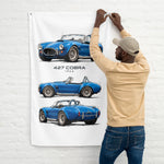 1966 427 Cobra Roadster Blue Banner 34x56 Garage Man Cave Wall Decor Gift