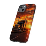 Classic Semi Truck Sunset Highway Phone Case Tough Case