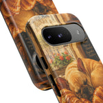 Sleeping French Bulldog with Croissants phone case | cute bakery scene