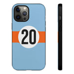 Copy of Blue Orange Number 20 Retro Racing Stripe Tough Phone Case Cover