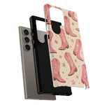 Pink Cowboy Boots phone case | Western pattern | Pastel stars