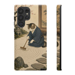 Zen Garden Cat Phone Case, Sand Spiral Japanese Art Cover