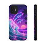 Neon Dolphin Ocean Vaporwave Art Tough Phone Case