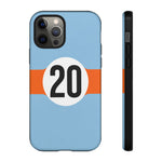 Copy of Blue Orange Number 20 Retro Racing Stripe Tough Phone Case Cover