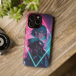 Anime Girl Phone Case Teal, Neon Kanji Calm Gradient Tough Cover