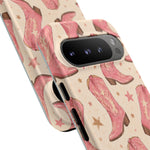 Pink Cowboy Boots phone case | Western pattern | Pastel stars